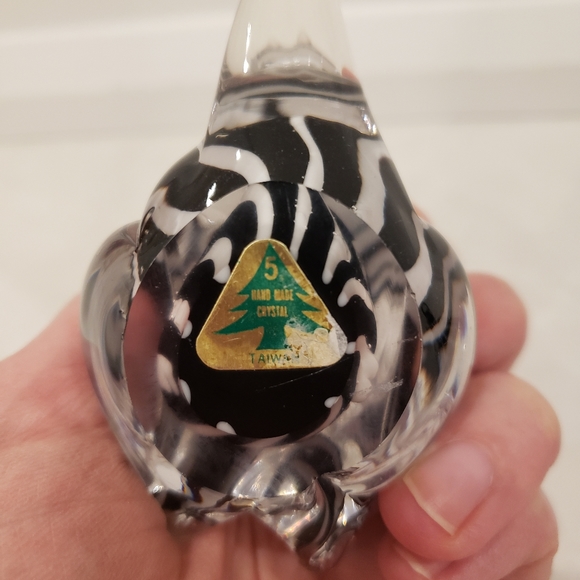 Vintage Handmade Crystal Art Glass Hand Blow Black & White Figurines Cat & Duck - Picture 6 of 6